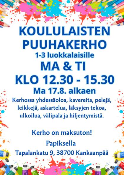 koululaisten puuhakerho pappilassa